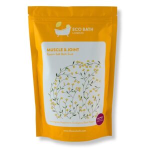 Eco Bath London Muscle & Joint Epsom Salt Bath Soak -Pouch- Magnesium Bath Salts Infused with Lemongrass, Peppermint, Eucalyptus, and Black Pepper Essential Oils, Bath Salt for Recovery 2.2 lb (1 kg) - Size: 2.2 Pound (Pack of 1)
