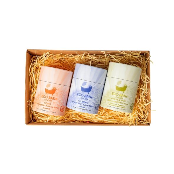 Eco Bath London Epsom Salt Gift Set - 3 x 8.88 oz ( 250 g) Bath Salts, Muscle and Joint, Relaxing, Detox, Perfect Bath Salts Gift Set